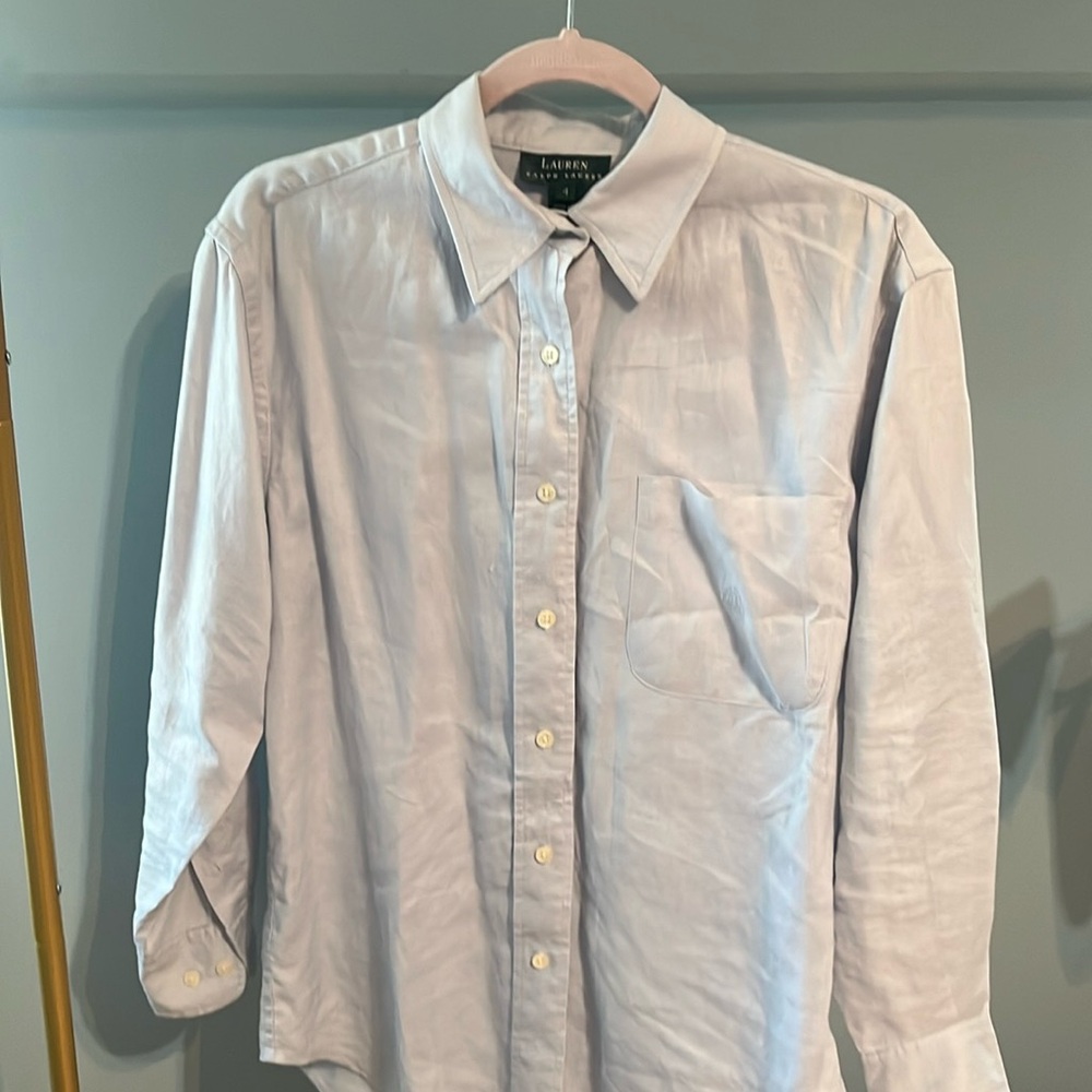 Ralph Lauren 100% linen Light Blue Button-Down Shirt